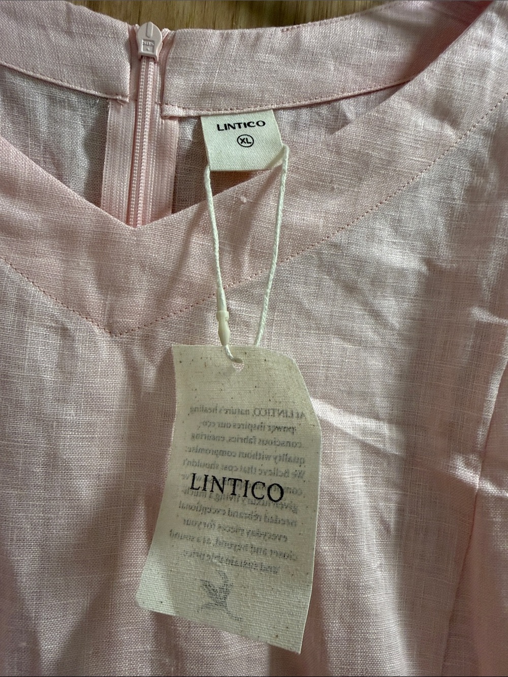 NWT Lintico Alexa Sz XL Light Pink 100% Linen Cottagecore Fit & Flare Midi Dress - Picture 6 of 13